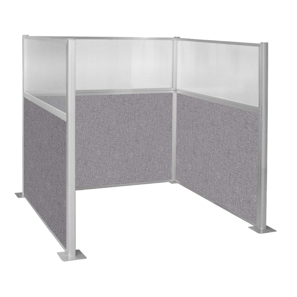 Versare Pre-Configured Hush Panel Cubicle (U Shape) 6' x 6' W/ Window Cloud Gray Fabric 1861208 - main